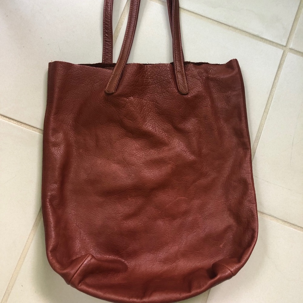 BAGGU Chestnut Leather Tote with Long Straps - Picture 3 of 3